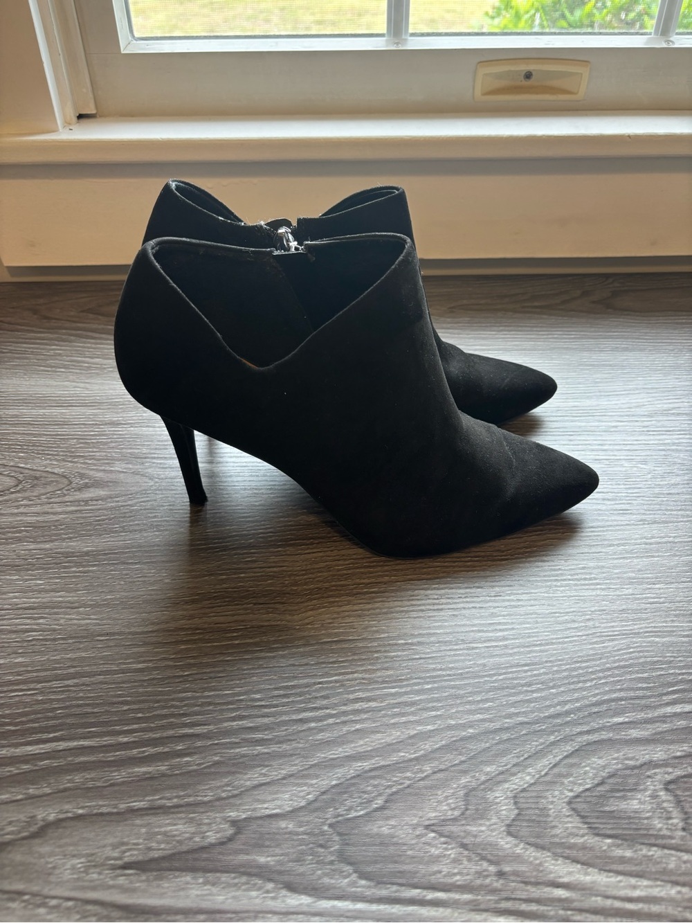 Black Pointed-Toe Stiletto Ankle Boots
